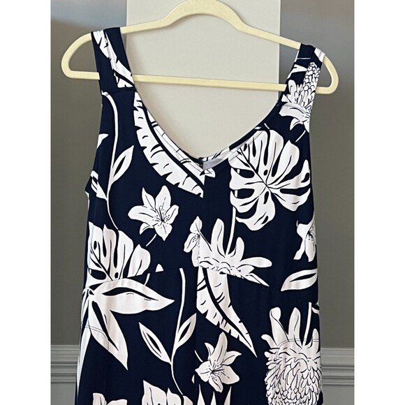 Cuddl Duds Women's Wide Leg Flexwear V-Neck Jumpsuit Navy Tropical Size PL - Picture 3 of 6